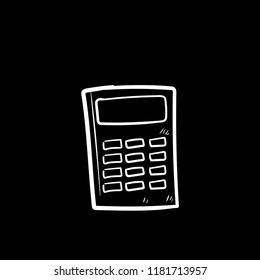 calculator doodle icon vector flat black