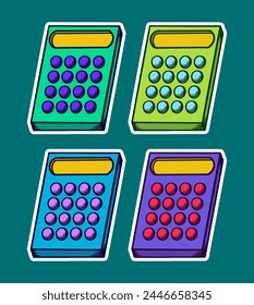 Calculator Doodle Sticker Illustration with Retro Style