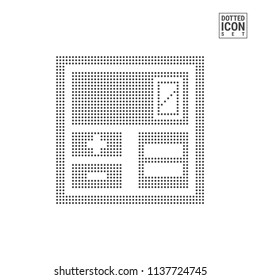 Calculator Dot Pattern Icon. Finance Dotted Icon Isolated on White Background. Vector Illustration of Calculator. Vector Background for Banner, Certificate, Poster Design, Visiting Card.