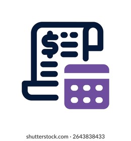 ícone duotônico da calculadora. Ícone vetorial moderno e elegante para sites, aplicativos móveis, materiais de marketing e design corporativo. Totalmente dimensionável e pronto para uso.