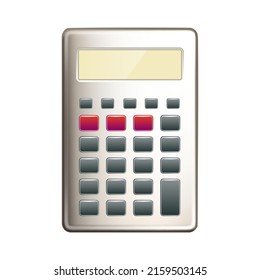 Calculator Electronic Device For Counting Vector. Calculator Accountant Digital Gadget For Calculating Financial Report Or Number Sum. Accounting Tool Template Realistic 3d Illustration