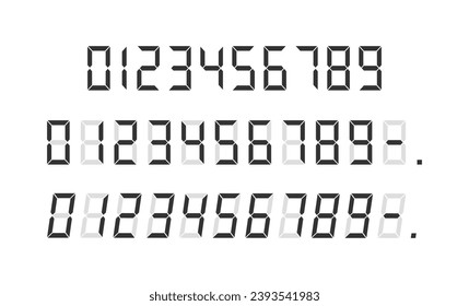 Calculator electronic numbers set. Digital display symbols.