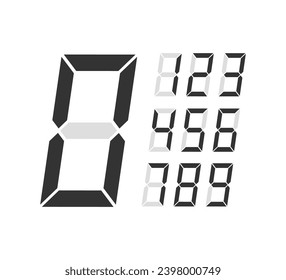 Calculator electronic numbers set. Tilted display symbols.