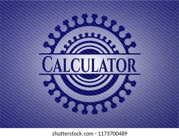 Calculator emblem with jean background