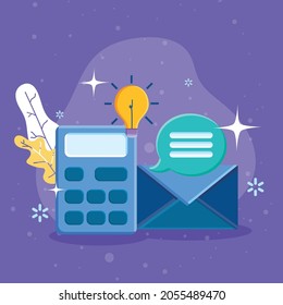 calculator envelope and bubble of strategic theme