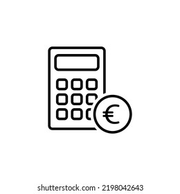 Calculator with euro simple icon