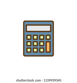 Calculator filled outline icon, line vector sign, linear colorful pictogram isolated on white. Accounting symbol, logo illustration. Pixel perfect vector graphics