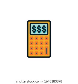 Calculator filled outline icons. Vector illustration. Editable stroke. Isolated icon suitable for web, infographics, interface and apps.