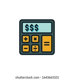 Calculator filled outline icons. Vector illustration. Editable stroke. Isolated icon suitable for web, infographics, interface and apps.