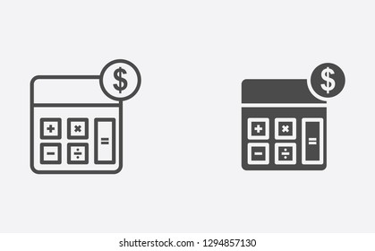 Calculator filled and outline vector icon sign symbol