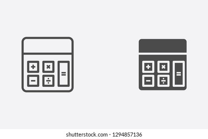 Calculator filled and outline vector icon sign symbol