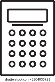 Calculator Finance icon with black outline style. financial, accounting, concept, economy, display, mathematics, math. Vector illustration