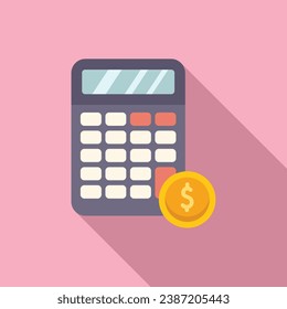 Calculator finance icon flat vector. Credit data. Loan discount rate