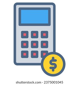 calculator, finance icon or logo illustration filled outline color style. Icons ecommerce color.