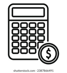 Calculator finance icon outline vector. Credit data. Loan discount rate