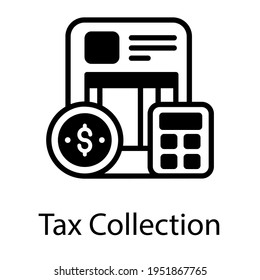 Calculator With Financial Ledger Sheet, Solid Icon Of Taxes Calculation