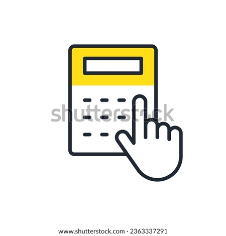 Calculator and finger simple vector icon illustration material