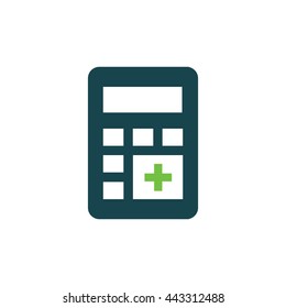 calculator flat design icon green, blue color