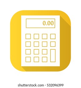 Calculator flat design long shadow icon. Vector silhouette symbol.