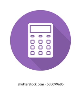 Calculator flat design long shadow icon. Vector silhouette symbol