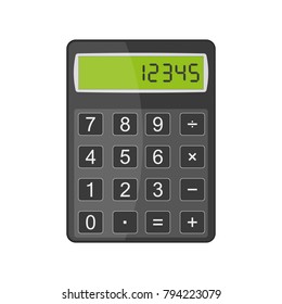 Calculator in flat design. Vector illustration. Colored calculator icon, isolated on white background.