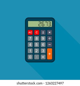 Calculator in flat design, vector isolated illustration.