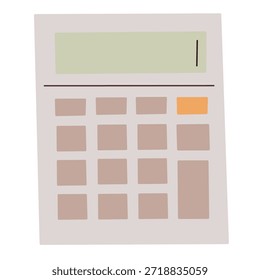 Taschenrechner im flachen handgezeichneten Stil für Bürofinanzen und Buchhaltungsthemen. Ideal für Budgetierung, Berichte und geschäftliche Illustrationen.