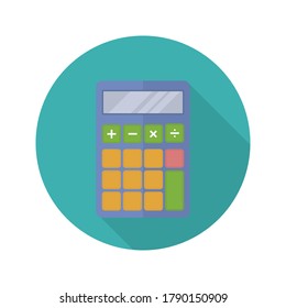 Calculator flat icon with long shadow. Mathematics illustration. Vector.