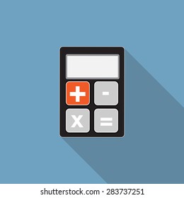 Calculator Flat Icon with Long Shadow, Vector Illustration Eps10