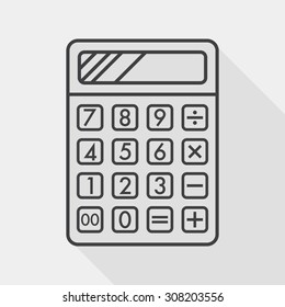 calculator flat icon with long shadow, line icon
