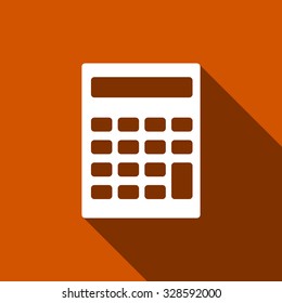 Calculator flat icon with long shadow. Vector Illustration
