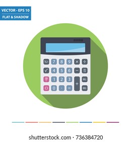 Calculator flat icon with long shadow. Vector Illustration.