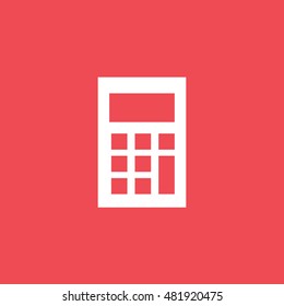 Calculator Flat Icon On Red Background