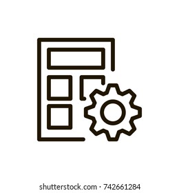 Calculator flat icon. Single high quality outline symbol of calculation for web design or mobile app. Thin line signs of internet for design logo, visit card, etc. Outline pictogram of calculator