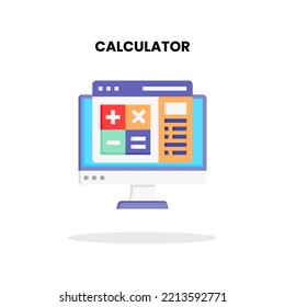 Calculator flat icon. Vector Illustration on white background.