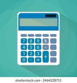 Calculator flat illustration. Calculator isolated on a green background. Icon white calculator. electronic calculator. Concept icon accounting and calculation. vector illustration