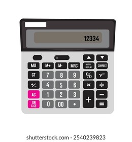 Calculator flat illustration. Calculator isolated on a green background. Icon white calculator. electronic calculator. Concept icon accounting and calculation