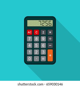 Calculator flat illustration with long shadow. Vector.