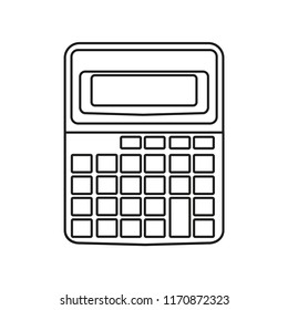 Calculator flat line icon isolated on white background. Outline thin business design element vector.