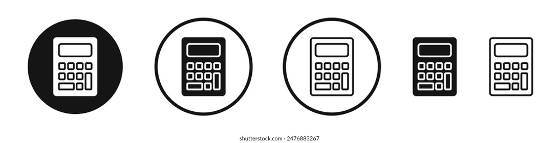 Calculator flat liner icon set.