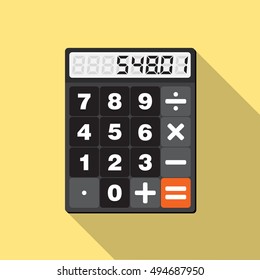Calculator flat on yellow background vector