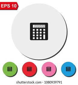 Calculator flat round colorful vector icon.