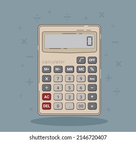 Calculator flat style, a portable calculation tool for finance, business, commerce, office, and education. cute design illustration.