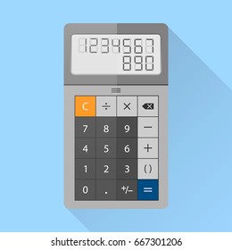 Calculator in a flat style. Vector illustration with long shadow