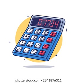 Calculator Floating Cartoon Vector Icon Illustration. Finance Business Icon Concept Isolated Premium Vector. Flat Cartoon Style