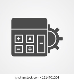 Calculator with gear vector icon sign symbol