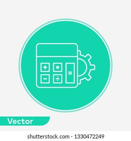 Calculator with gear vector icon sign symbol