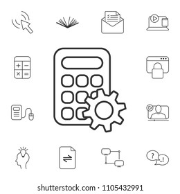 Calculator with gear vector icon. Simple element illustration. Calculator with gear vector symbol design from Internet learning collection set. Can be used for web and mobile on white background