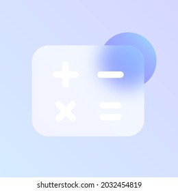 calculator glass morphism trendy style icon. calculator transparent glass color vector icon with blur and purple gradient. for web and ui design, mobile apps and promo business polygraphy