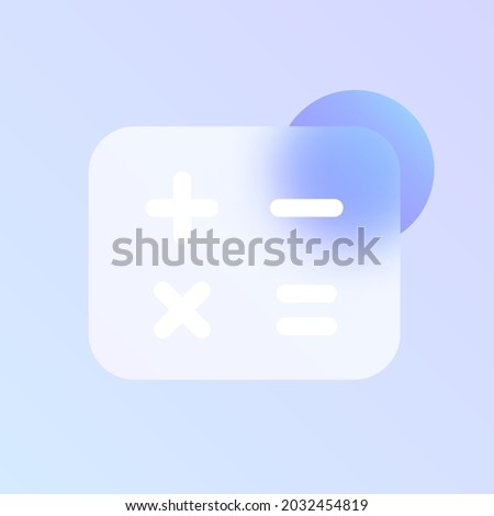 calculator glass morphism trendy style icon. calculator transparent glass color vector icon with blur and purple gradient. for web and ui design, mobile apps and promo business polygraphy